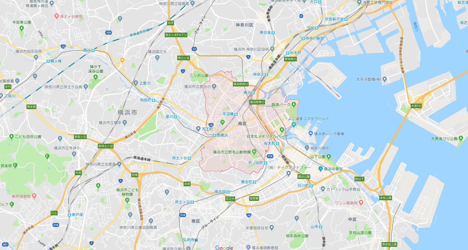 横浜市西区の地図